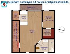 BAJÁN FELÚJÍTOTT, NAPFÉNYES, 51 M2-ES, ERKÉLYES LAKÁS ELADÓ SAJÁT GÉPKOCSIBEÁLLÓVAL